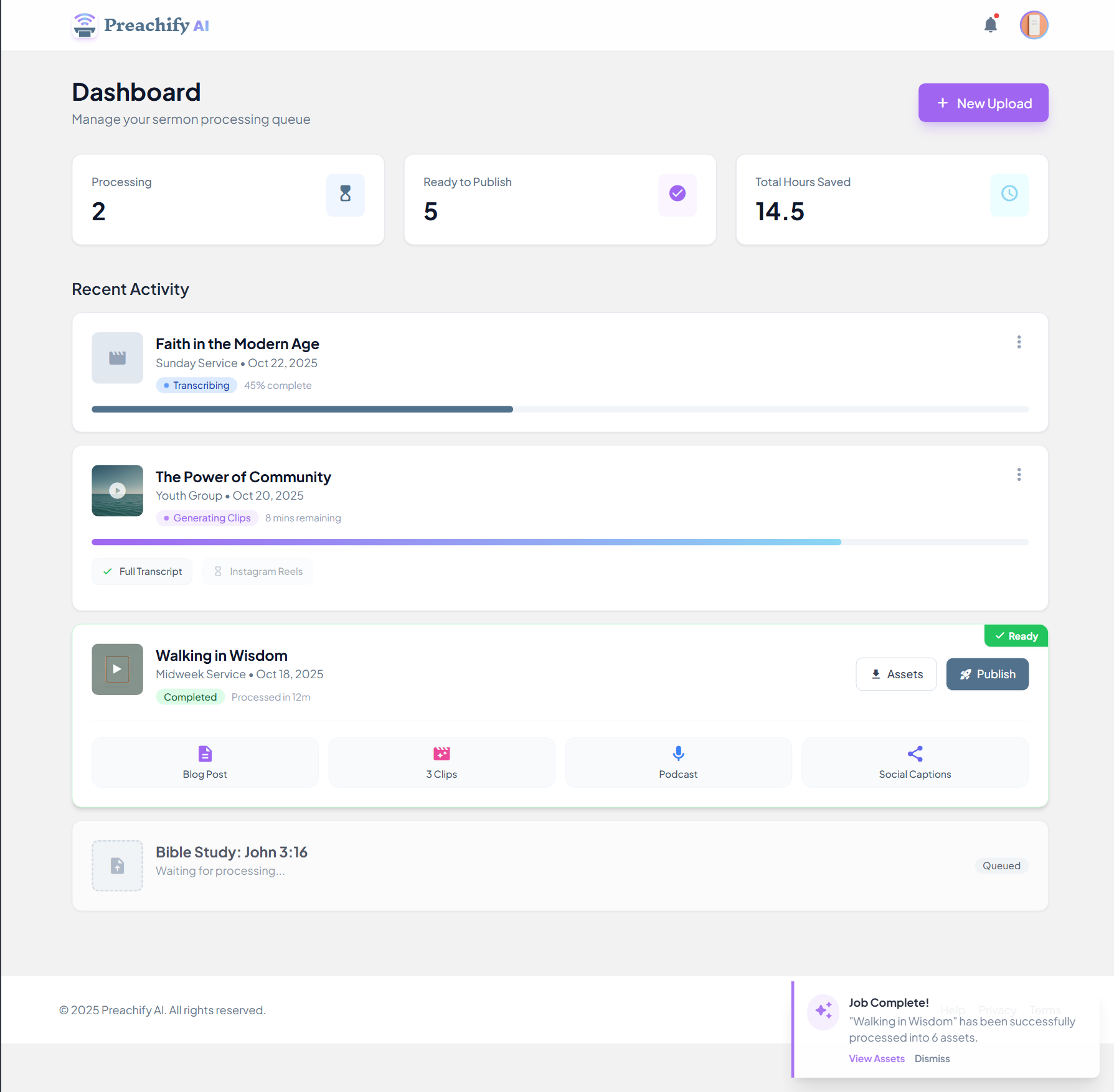 Screenshot of Preachify AI
